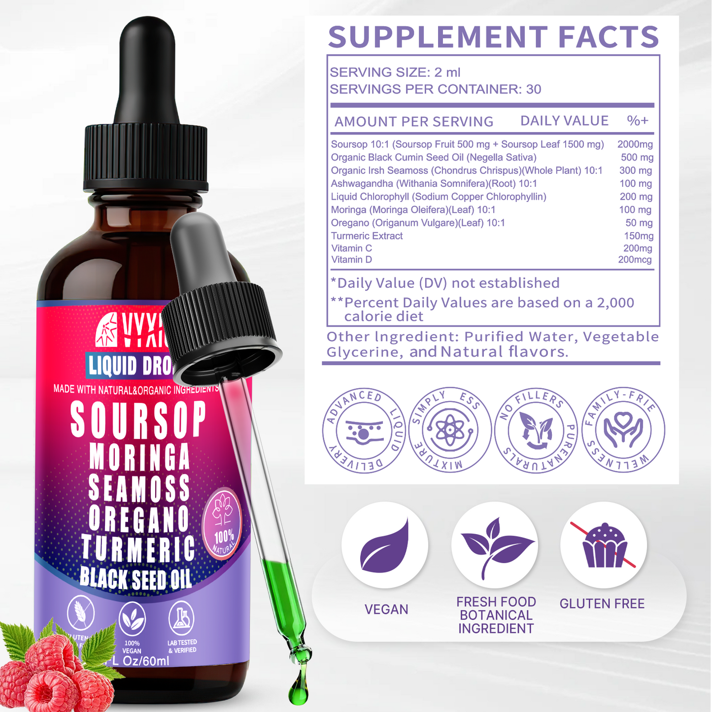 VYXION 10-in-1 Soursop Bitters Liquid Drops – Mixed Berry