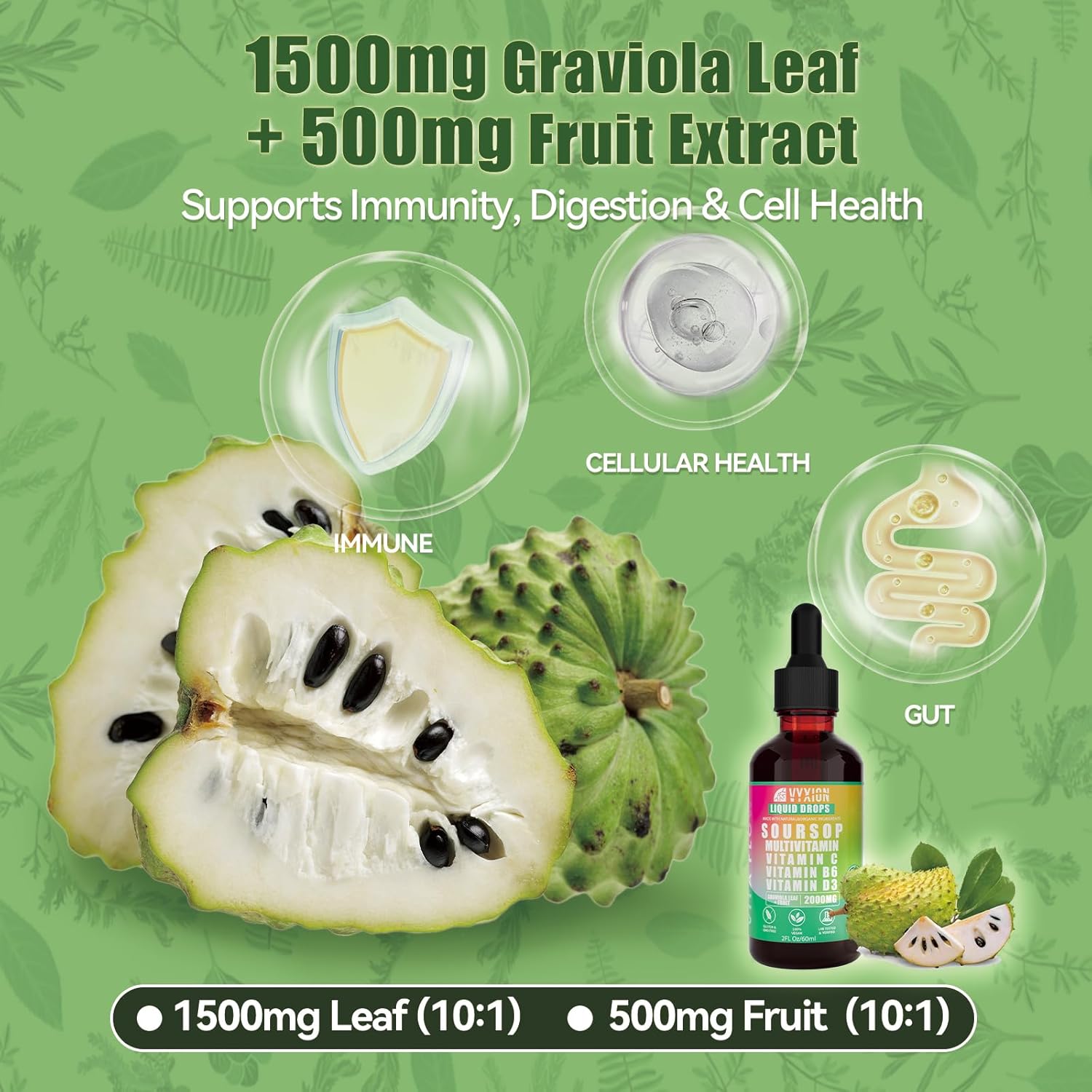 Soursop Bitters & Black Seed Oil Liquid Bundle – Superfood Antioxidant Drops with Graviola, Black Seed Oil, Vitamins C, D3, B6 & K2 – Immune, Digestive & Heart Support – 2 Bottles, Herbal Supplement