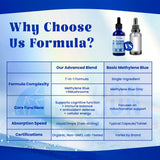 Vyxion Methylene Blue Drops (1% Pharma Grade, USP Grade) 10mg + Organic Mushroom Complex (Cordyceps, Turkey Tail, Lion’s Mane, Chaga, Reishi, Shiitake), Brain Health, No Formaldehyde, 60 ml Bottle