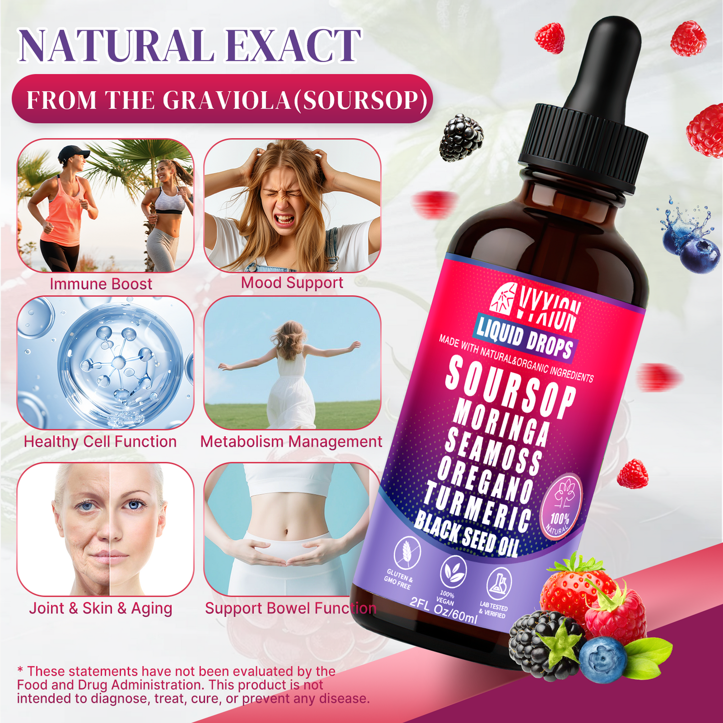 VYXION 10-in-1 Soursop Bitters Liquid Drops – Mixed Berry
