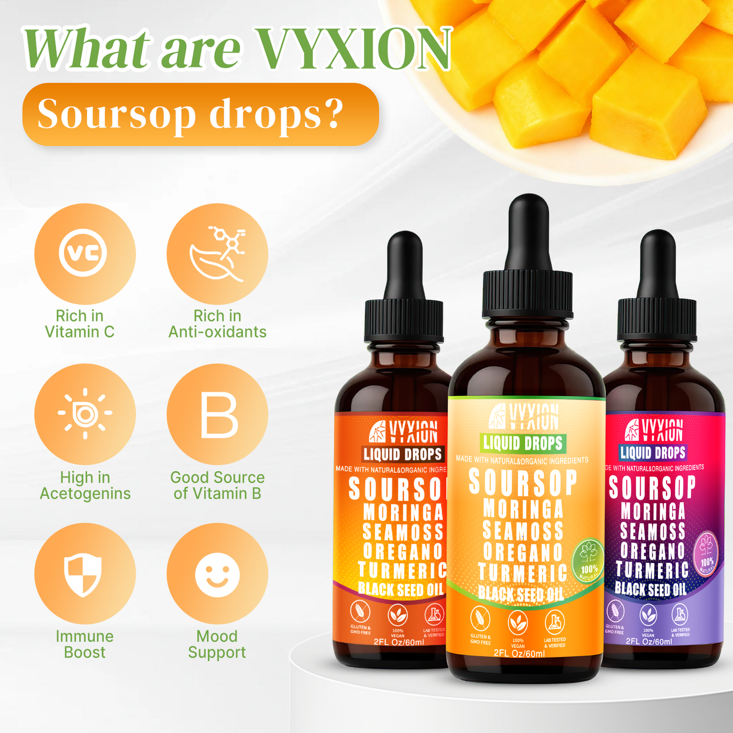 VYXION 10-in-1 Soursop Bitters Liquid Drops – Mango