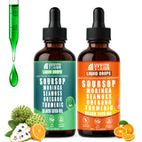 Soursop Bitters Liquid Drops 10 in 1 with Sea Moss, Ashwagandha | Original & Zesty Orange Flavor Combo | 2-Pack (2 Fl Oz Each) | Herbal Extracts for Overall Health | Vegan, Non-GMO, Gluten-Free