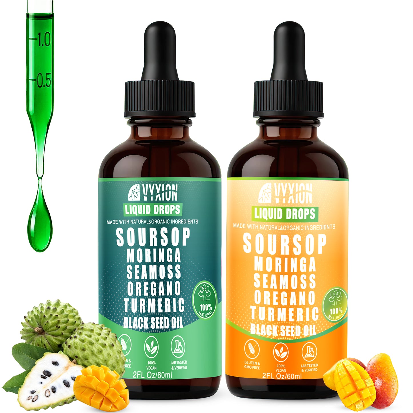 VYXION 10-in-1 Soursop Bitters Liquid Drops – Original & Mango