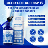 Vyxion Methylene Blue Drops (1% Pharma Grade, USP Grade) 10mg + Organic Mushroom Complex (Cordyceps, Turkey Tail, Lion’s Mane, Chaga, Reishi, Shiitake), Brain Health, No Formaldehyde, 60 ml Bottle