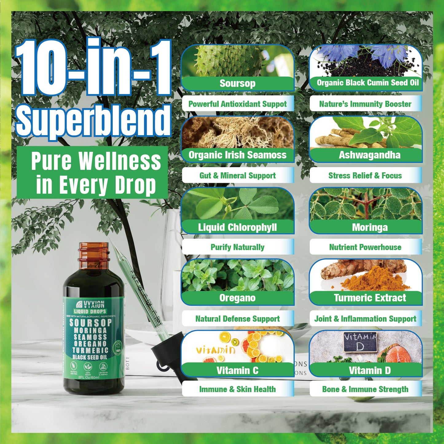 VYXION 10-in-1 Soursop Bitters Liquid Drops – Original, Mango & Mixed Berry