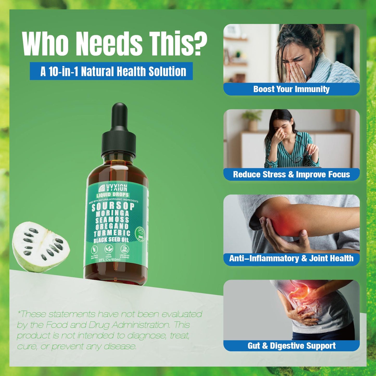 VYXION Pure Soursop 10 in 1 Liquid Drops Extract