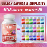 Saffron Supplements with Turmeric & Ashwagandha – 18-in-1 Herbal Mood Booster & Energy Support – Natural Supplement for Mental Clarity, Focus & Stress Support – for Women & Men