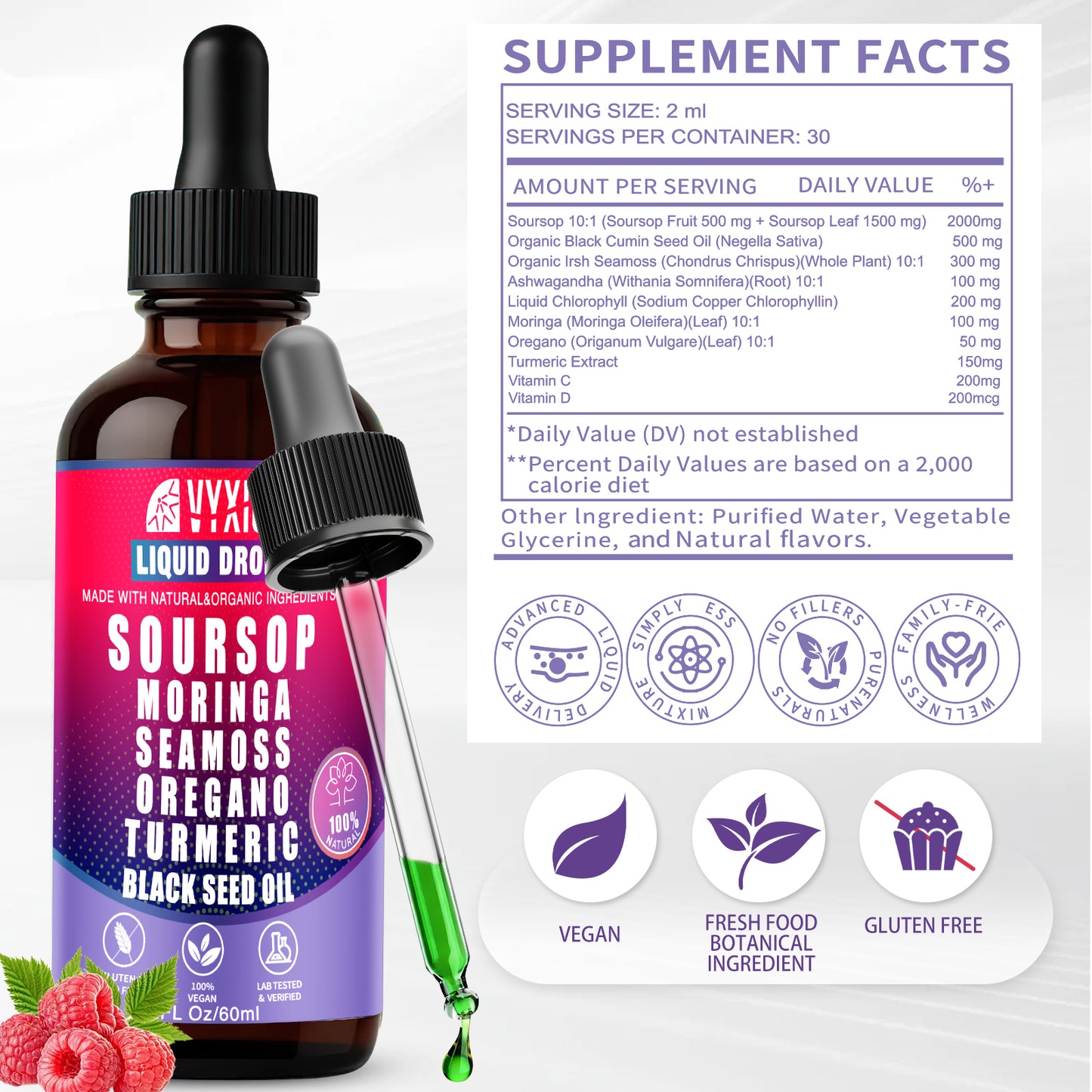 VYXION 10-in-1 Soursop Bitters Liquid Drops – Original, Mango & Mixed Berry