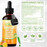 Soursop Bitters Liquid Drops 10 in 1 with Sea Moss, Moringa, Turmeric, Black Seed Oil, Oregano, Ashwagandha | Herbal Extracts for Overall Health-Enhancing | Vegan, Non-GMO | 2 Fl Oz(Mango flavor)