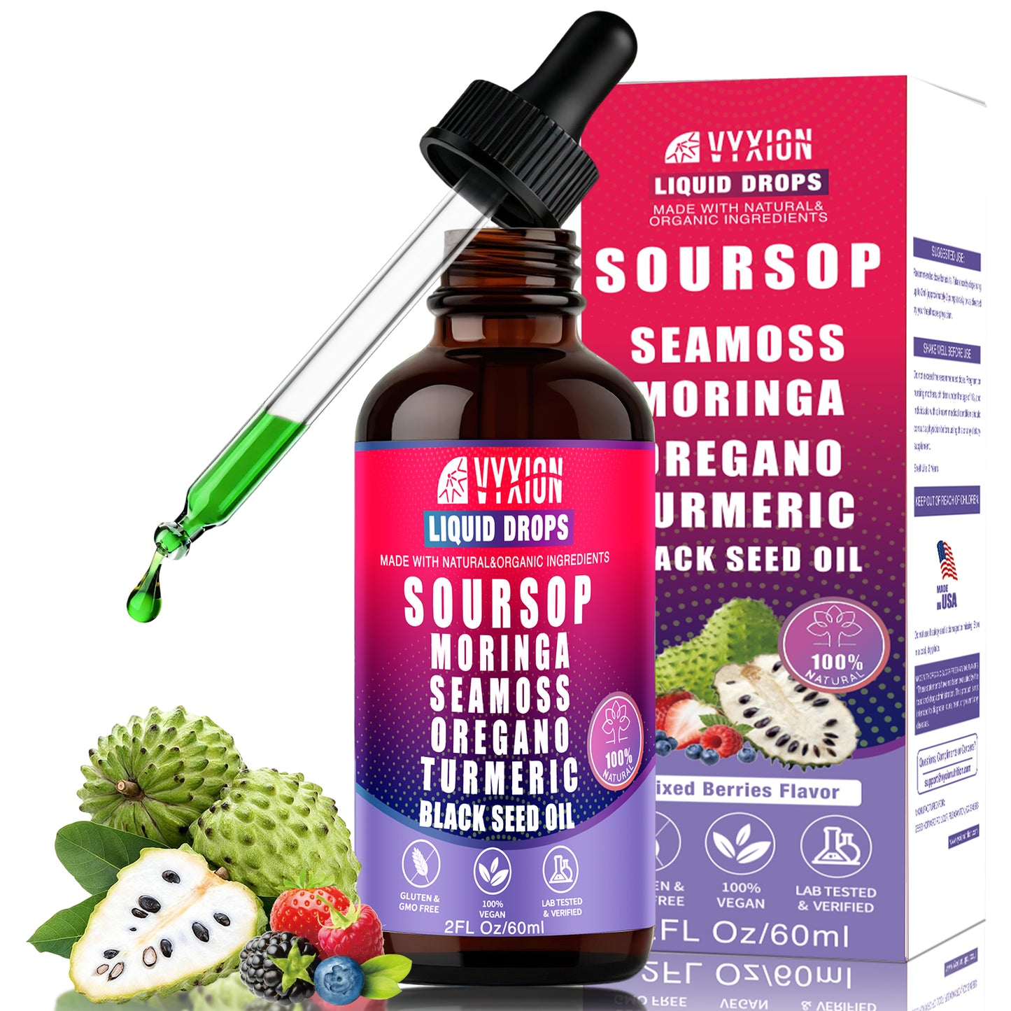 VYXION 10-in-1 Soursop Bitters Liquid Drops – Mixed Berry