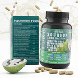VYXION 20-IN-1 Soursop Sea Moss Ashwagandha Black Seed Oil Moringa Turmeric Extract bundled Herbal Supplement, Organic Soursop, 60 Capsules
