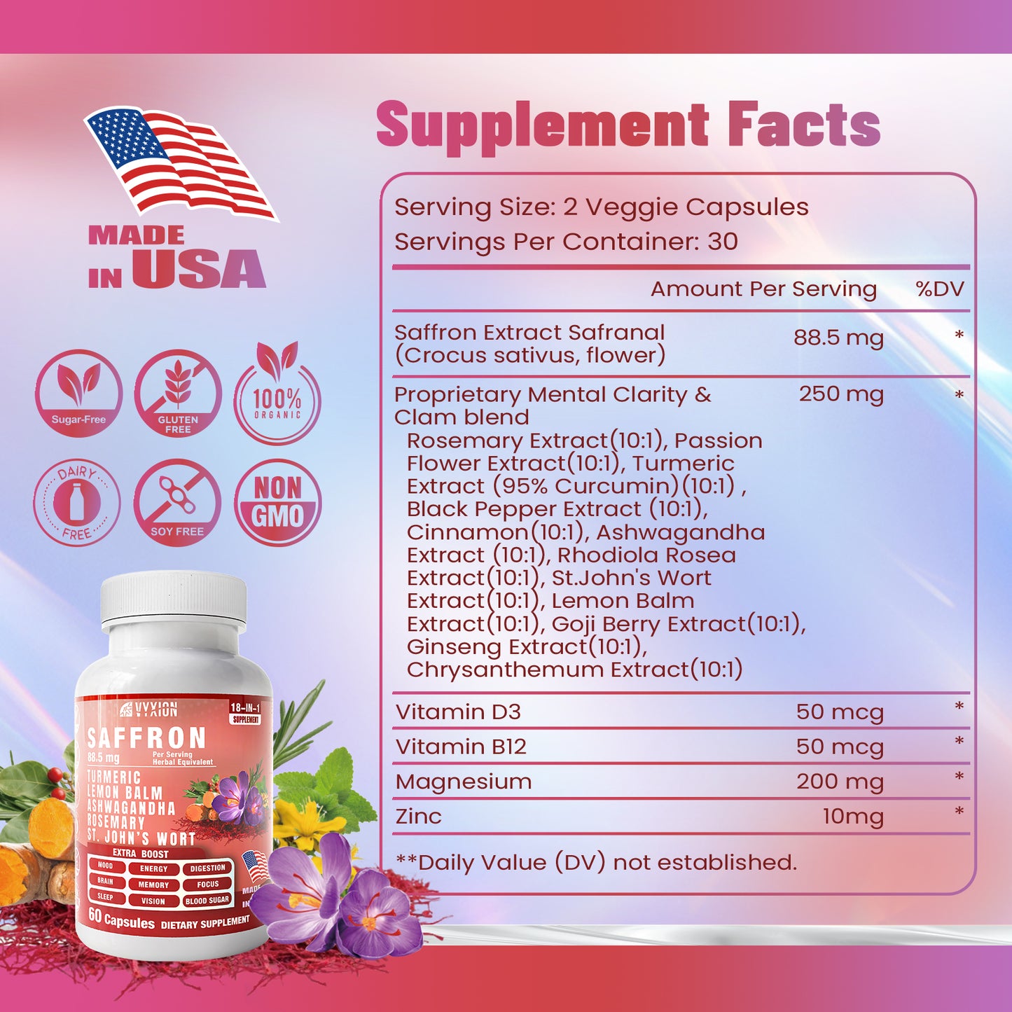VYXION Saffron Complex Capsules (18-in-1)